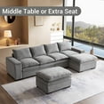 thumbnail image 3 of Noodeniya 122" Modular Sectional Sofa with Arm Storage, Velvet U Shaped Living Room Couch with Double Cushion, Grey, 3 of 9