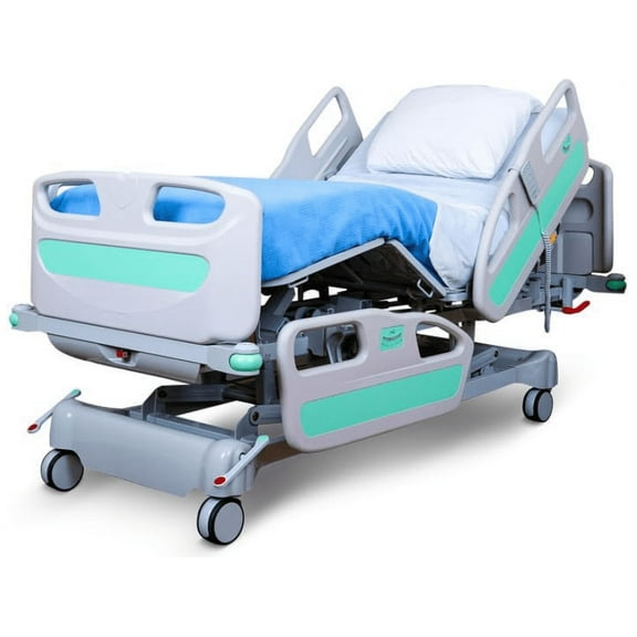 HopeFULL (HCMM-5 Premium 5-Function Electric Hospital Bed, 5.9" Memory Foam Mattress Made in USA, LINAK Motor, Battery Backup, Central Locking, Manual CPR, Includes (2X) Bed Sheets