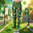 thumbnail image 2 of YUEHUA St Patricks Day Leggings for Women Casual Shamrock Leggings Irish Green Pant Soft Tummy Control Workout Yoga Pants, 2 of 4