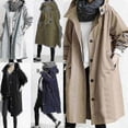 thumbnail image 2 of Women Windbreaker Jacket Casual Loose Button Pockets Hooded Windproof Waterproof For Outdoor Hiking New, 2 of 3