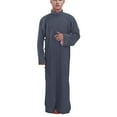 thumbnail image 1 of Men's T-Shirts Robes Robes Solid Color Robes Mandarin Jacket Grey Graphic Fall Tees size XL, 1 of 9