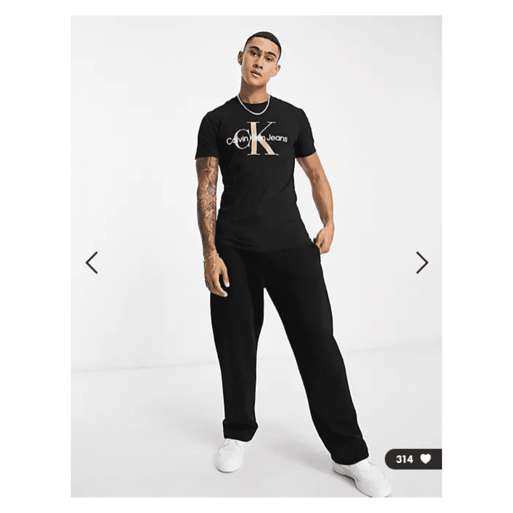 M size large T-shirt Black monologo Jeans Calvin Klein Cotton