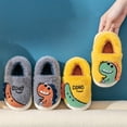 thumbnail image 2 of lnmuld Slippers for Kids Fashion Autumn and Winter Children Slippers Boys and Girls Flat Bottom Non On Round Toe Plush Warm Cartoon Dinosaurs Size:18-24 Months, 2 of 9