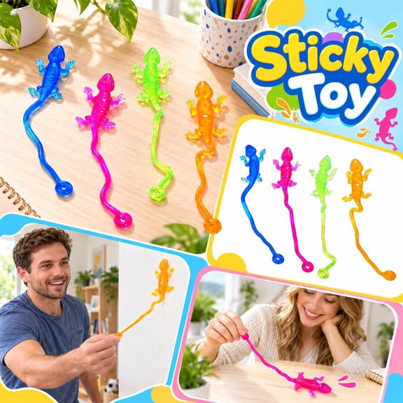 1Pcs Sticky Toy, Stretchy Sticky Lizard Fidget Toy, Novelty Toss Wall Game Toy, Classroom Treasure Box Reward, Goodie Bag Fillers, Interactive Pastime Toy For Boys And Girls, Random Color