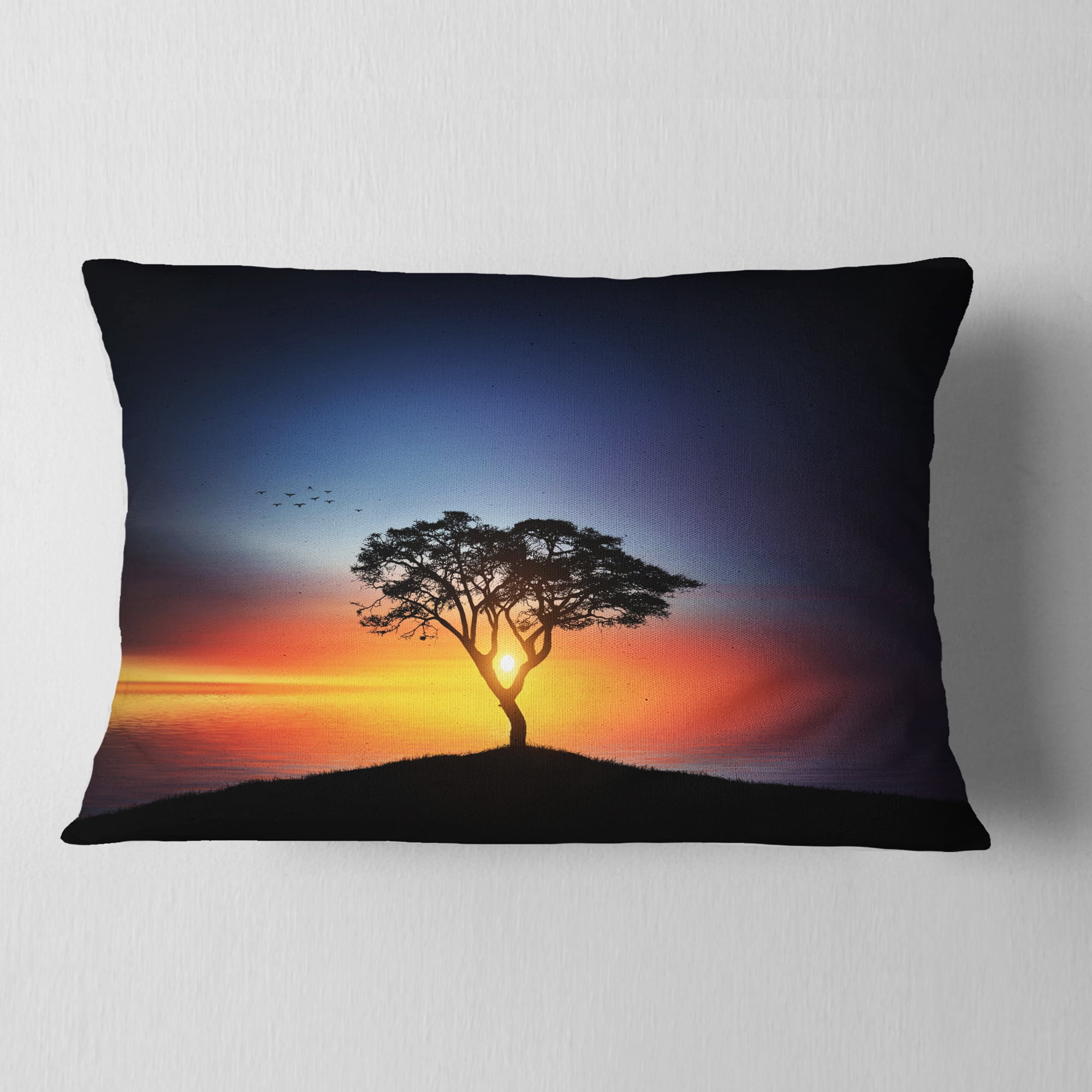 Designart 12" x 20" Multi-color Polyester Throw Pillow