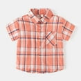 thumbnail image 2 of Toddler Shirt Boys 5t Plaid Print Short Sleeve T Shirts Button Down Comfortable Gentleman Tops Boys' Tops, Tees & Shirts Red,12-18 Months, 2 of 4