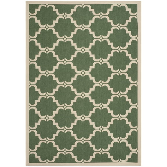 SAFAVIEH Courtyard Estelle Geometric Indoor/Outdoor Area Rug, Dark Green/Beige, 8' x 11'