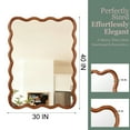 thumbnail image 5 of Wall Mirror Yellowish Brown 30"x40" Wavy Rectangle Solid Wood Frame Decorative Mirror,For Bedroom, Bathroom, Living Room, Entryway,Decorative Wall Mirror, 5 of 14