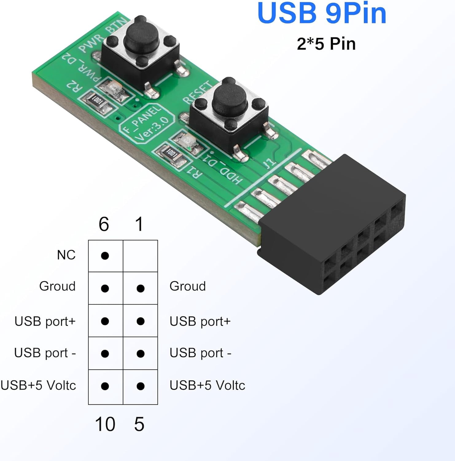 9 reset / power on / off switch board adapter test, suitable for desktop computer motherboards