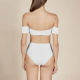 thumbnail image 3 of Inadays Women's Off Shoulder Bikini Sets High Cut Bandeau Bathing Suits High Waisted Two Pieces Swimsuit Sexy Swimwear, White, M, 3 of 6