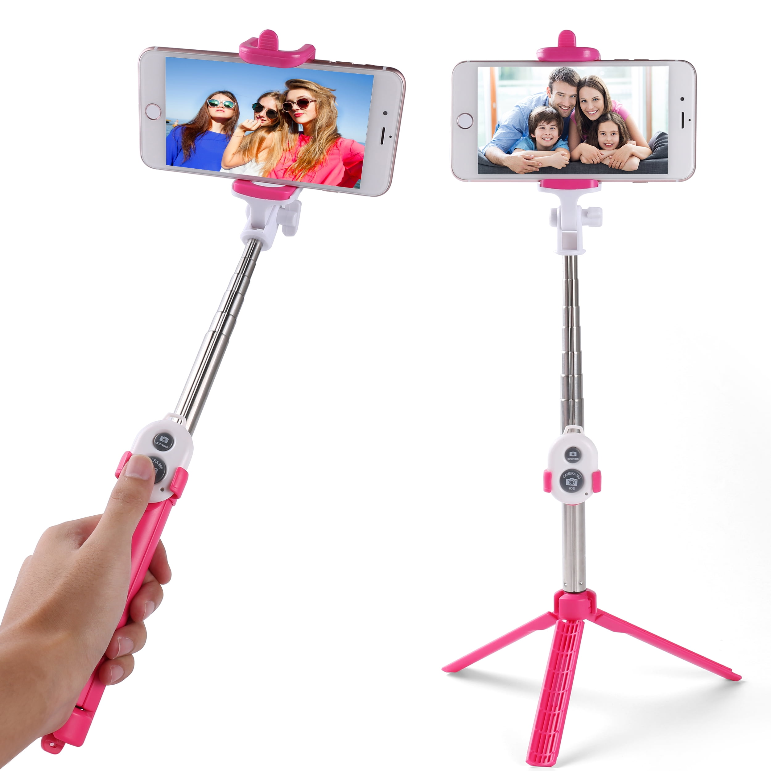 Portable Wireless Remote Control Selfie Stick and Mini Tripod with Tempered Glass Screen Protector for iPhone X