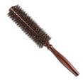 thumbnail image 1 of Unique Bargains Nylon Bristle Round Curling Hair Ruled Comb with Wood Handle for Hair Drying Styling Brown M Size 14 Row, 1 of 7