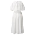 thumbnail image 4 of B91xZ Robes Maxi Sans Manches pour Femmes, Robe Plissée à Col Rond Sans Manches, Blanc TG, 4 of 5