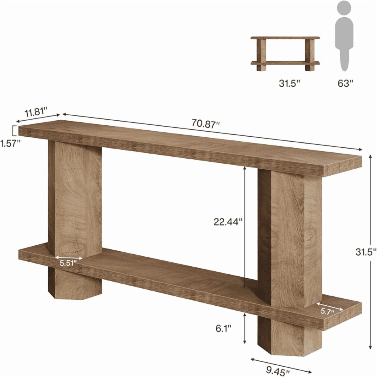 1.58" Thick Top Console Table - Waterproof MDF with Unique Hexahedron Legs, 200lb Load Capacity, Versatile for Hallway, Living Room, Behind Couch