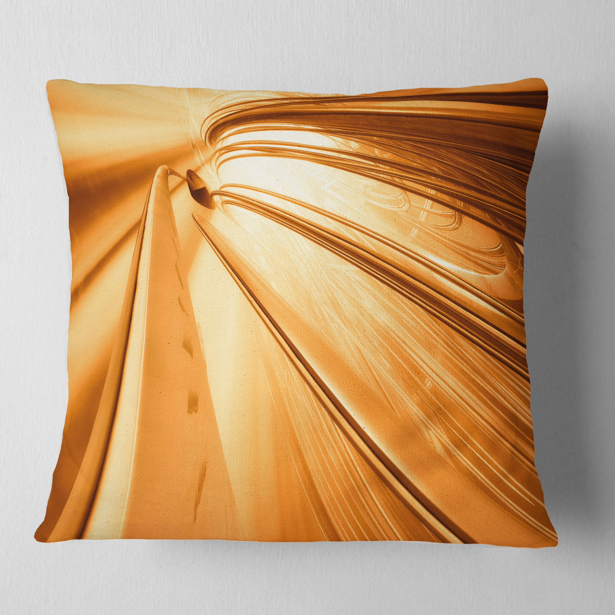Designart Fractal 3D Brown Stripes - Contemporary Throw Pillow - 16x16
