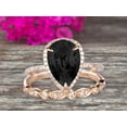 thumbnail image 6 of 2Pcs Milgrain Pear Shape 2.25 Carat Wedding Ring Set Black Diamond Moissanite Engagement Ring Matching Band 10k Yellow Gold Anniversary Gift, 6 of 6