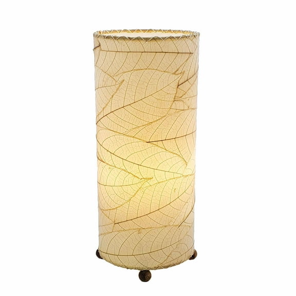 Eangee Home Design Cocoa Leaf Cylinder Table Lamp, Shade Made Of Cocoa Leaves, 7x7x17 Inches