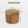 thumbnail image 3 of Ihvewuo 1 or 2 Compartments Acacia Wood Salt Bowl with Built in Spoon and Magnetic Swivel Lid Round Salt Cellar Kitchen Salt Holder for Storing Salt Pepper Sugar Spice, 3 of 13