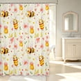 thumbnail image 2 of Erosebridal Kawaii Bug Bee Shower Curtain 72Wx72L,Cute Floral Bathroom Curtain,White Pink, 2 of 5