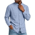 thumbnail image 5 of QIYAGBSA Long Sleeve Shirts for Men, Cotton Linen Button Down Collared Shirt with Pockets for Casual Weekend and Office Days, 5 of 8