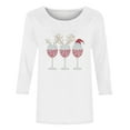 thumbnail image 4 of Mifsaly Christmas Shirt Women Xmas Red Wine Cups Loose 3/4 Sleeve T-Shirs 2025 Thanksgiving Dinner Tunic Pullover Tops Holiday Festival Party Blouse, 4 of 4