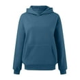thumbnail image 4 of UJNDER Women's Hooded Sweatshirt Solid Color Pocket Pullover Long Sleeve Casual Winter 2025 Navy L, 4 of 5