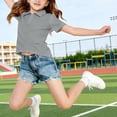 thumbnail image 5 of Grblisyd Uniform Shirts for Girls Short Sleeve Polo Shirts Quick Dry Collared Uniform Golf Shirt Button Casual Tops Back To School 3-12 Years, 5 of 6
