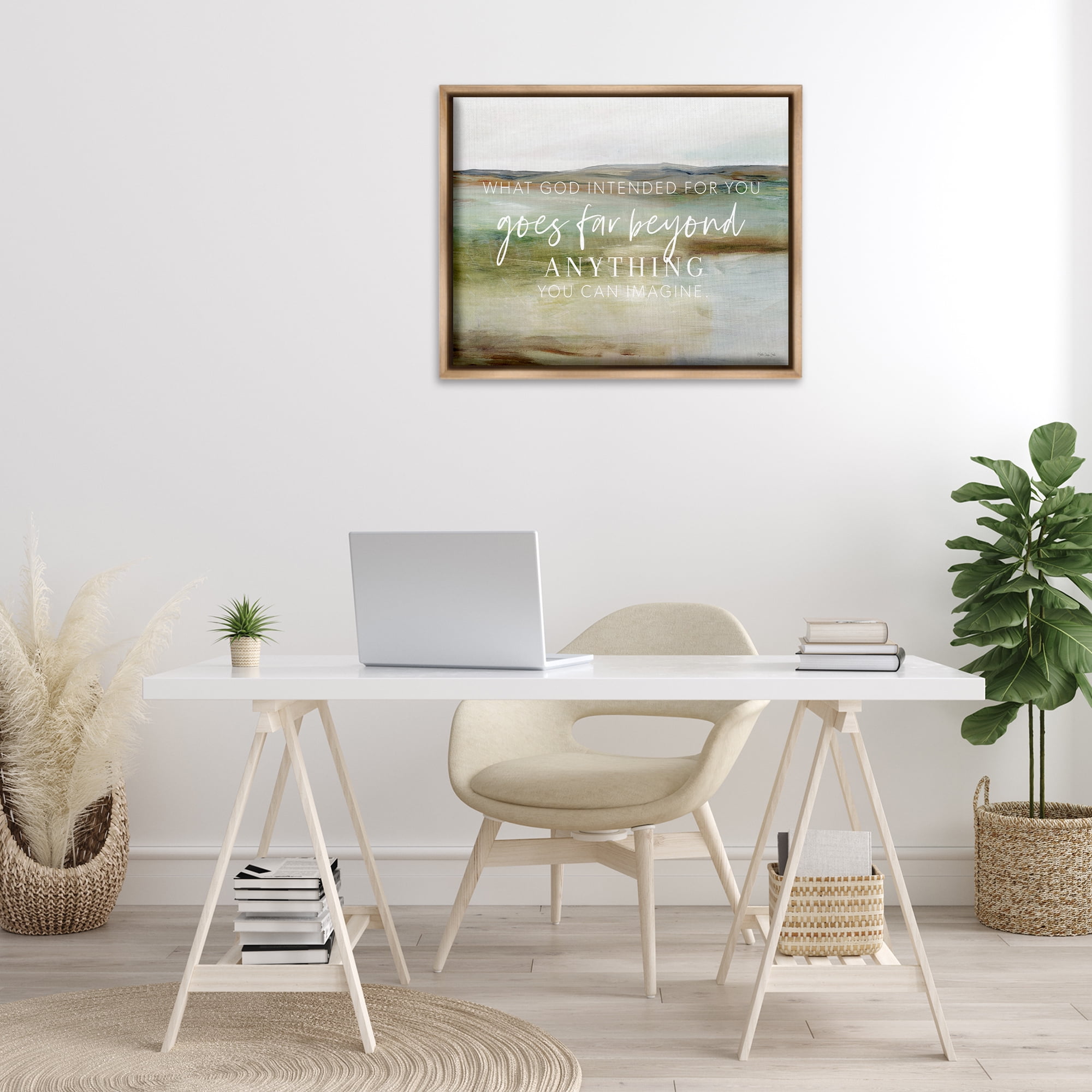 Stupell Industries God's Intentions Proverb Religious & Spiritual Painting Brown Floater Framed Canvas Art Print Wall Art, 31 x 25