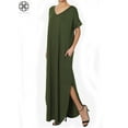 thumbnail image 3 of Luxtrada Women's PLUS Viscose Jersey V-Neck Short Sleeve Relaxed T-Shirt Slit Long Maxi Dress, 3 of 7