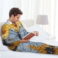 thumbnail image 6 of Cauagu Vibrant Butterfly And Sunflowers Print Men's Long-Sleeve Pajama Set,Soft Button-Front 2Pjs for Men Long Sleeve Men’s Sleepwear-Large, 6 of 7