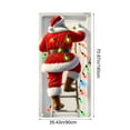 thumbnail image 3 of Christmas Elf Wreath Door Cover 71x35 Inch Holiday Front Porch Door Banners Decoration Green Hat Red Bow Striped Legs Background Hanging Banner for Indoor Outdoor Xmas Party Decor, 3 of 6
