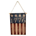 thumbnail image 3 of karymi Wooden Sign Hanging Decoration 10x7 Inch 1776 Stars Striped Flag Porch Sign for 4th of July Memorial Day Front Door Wall Window Garden Outdoor Home Decor Fourth of July Accessories, 3 of 3