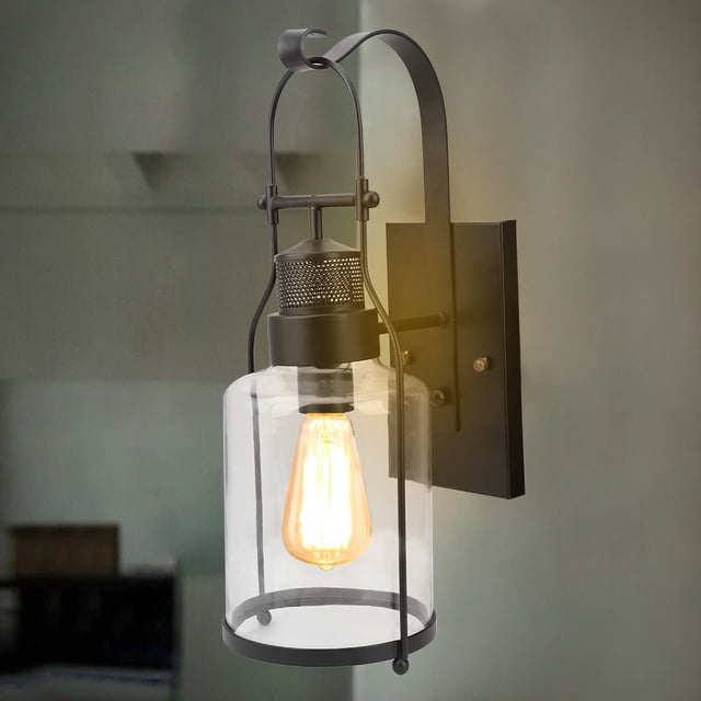 Lámpara de pared decorativa, lámpara de pared LED de estilo retro industrial E27/E26, lámpara de pared de vidrio, rendimiento comprobado