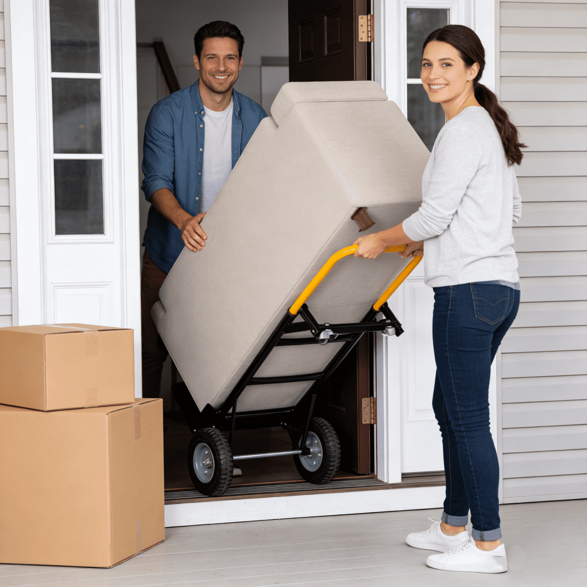 Heavy Duty 2-in-1 Hand Truck –  4 Wheel Push Cart, 330 lbs Capacity