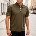 thumbnail image 2 of GrmtClth Cotton Polo Shirts for Men Business Striped Shoulder Golf Polos Lightweight Collared Button Down Tee Fashion Comfortable Short Sleeves Clothes Brown M, 2 of 7