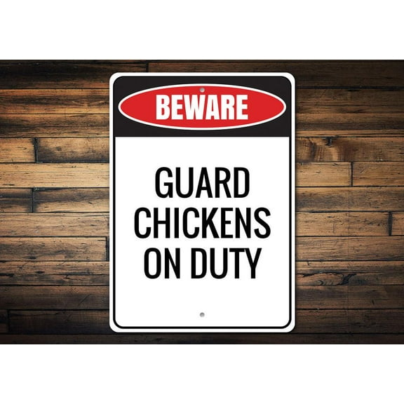Guard Chickens Novelty Decor, Metal Wall Sign - 10x14 Inches