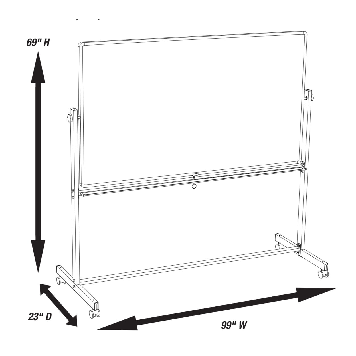 Luxor Mobile 96"W x 40"H Dry Erase Double-Sided Magnetic Whiteboard with Aluminum Frame and Stand