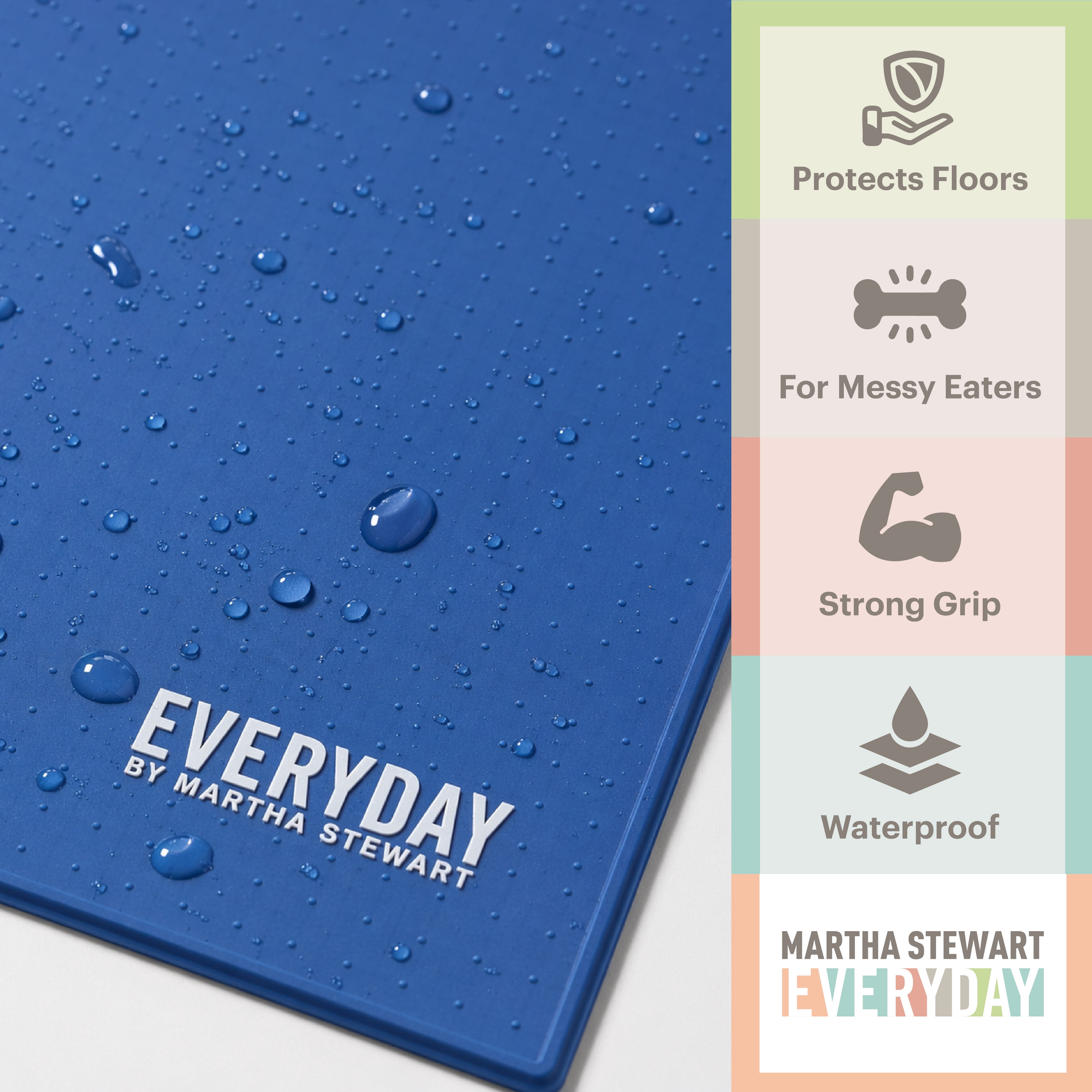 Embossed Silicone Feeding Mat for Pets - Navy, Non-Slip, Large
