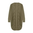 thumbnail image 5 of Baberdicy Cardigan Sweater Women's Fall and Winter Solid Color Medium Long Loose Plus Size Double Pocket Kink Texture Suitable for Daily Travel Lohas Time Cardigan Women's Cardigans Army Green, 5 of 6