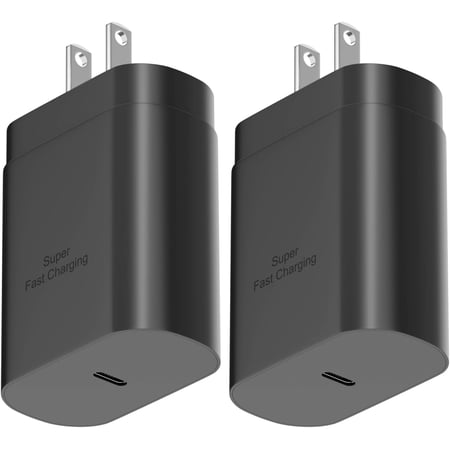 2‑Pack 25W PD USB‑C Super Fast Charging Wall Charger Block, Replacement Power Adapter for Samsung Galaxy S26 S25 S24 S23 S22 Series Ultra / Plus Smartphones