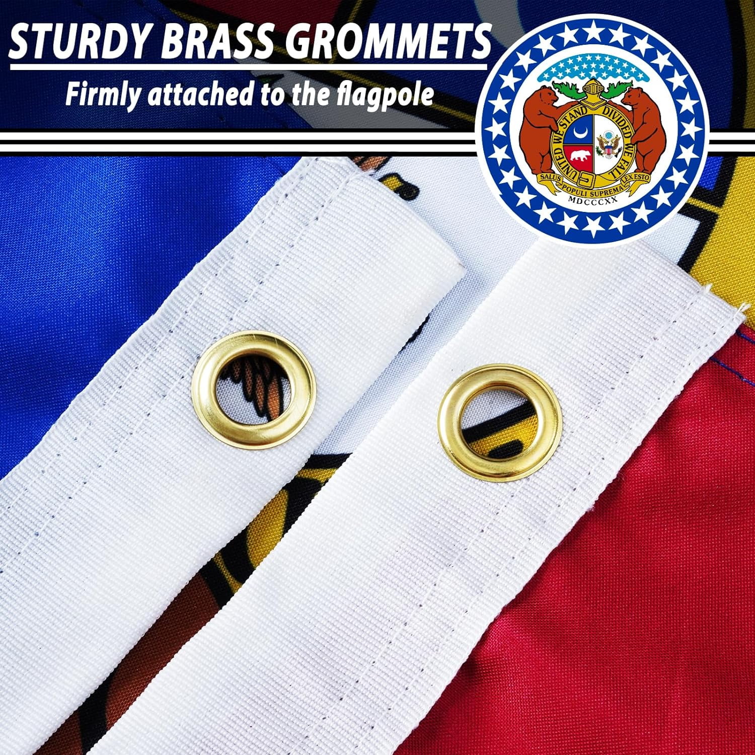 FLAGWIN Missouri Flag 3x5 FT - 3 Ply Double Sided Polyester Missouri State Flag with Brass Grommets - Vivid Color and Fade Proof State of Missouri Flag 3x5 Outdoor