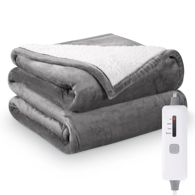 Refurbished MARNUR MK-374 Electric Blanket Full Size 72"x84" Heated Blanket Flannel & Shu Velveteen with 4 Heating Levels, 10H Auto-off, Machine Washable