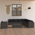 thumbnail image 1 of vidaXL 9 Piece Garden Lounge Set with Cushions Poly Rattan Grey, 1 of 5