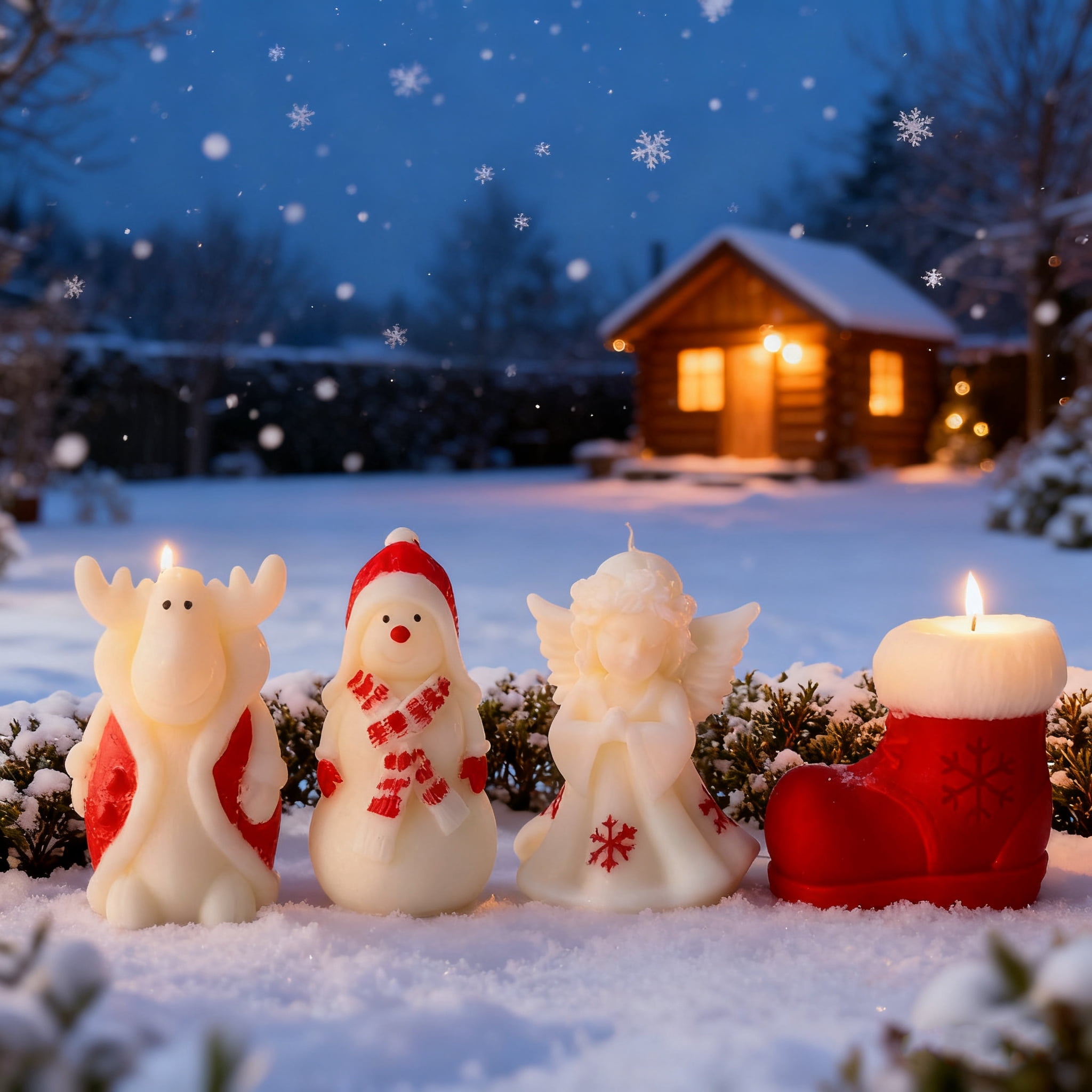3D Christmas Scented Candle Decorations Silicone Molds DIY Christmas Eight-Piece Set Plaster Molds for Home Decoration