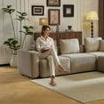 thumbnail image 4 of Ktaxon L-Shaped Sectional Sofa 112" W 3-Seater Corduroy Boneless Couch with Movable Ottoman Chaise for Living Room Khaki, 4 of 9