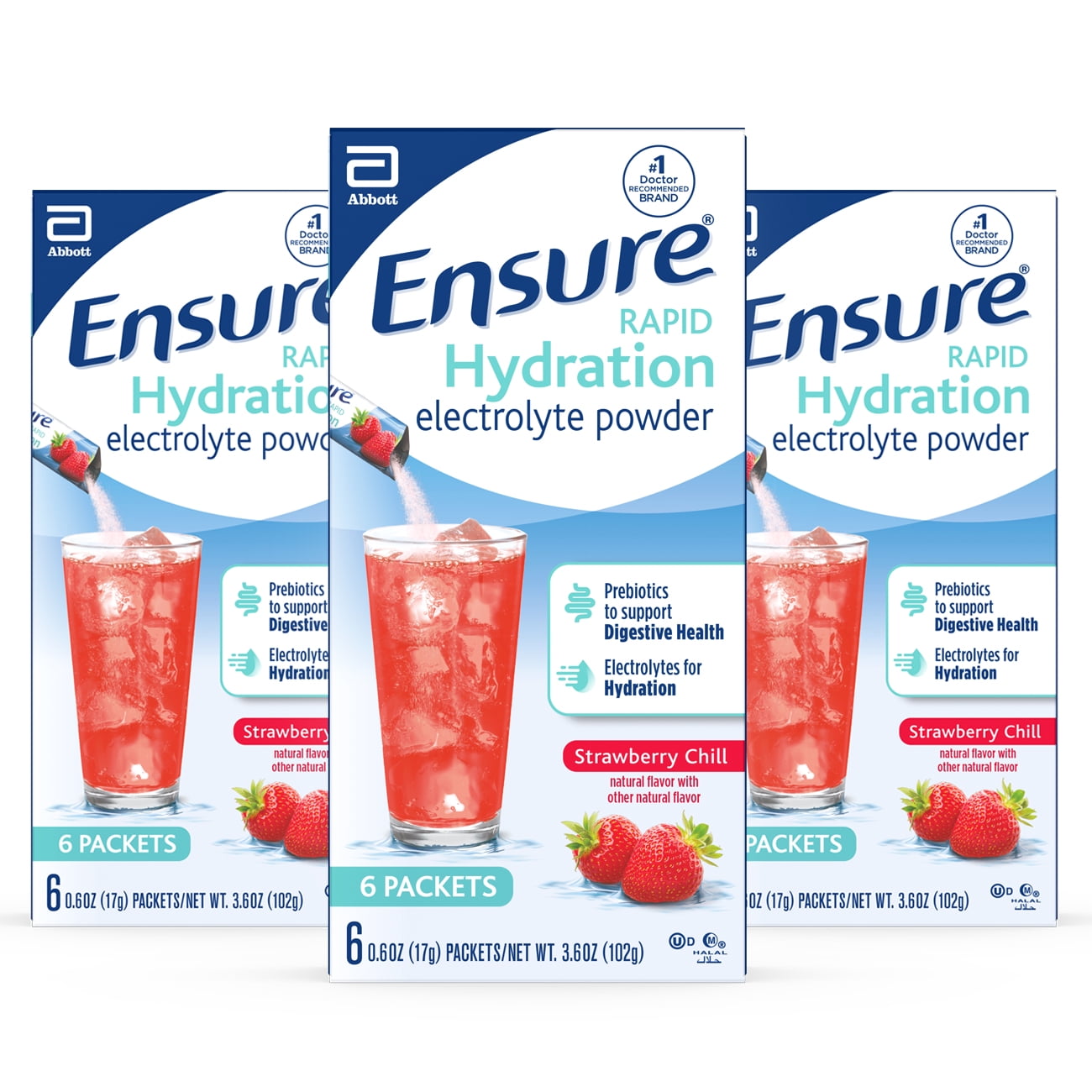 Ensure Rapid Hydration Electrolyte Powder, Prebiotics to Support