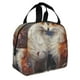 thumbnail image 2 of Fotbe Romantic Flower Fox Couple Bolsa Térmica con Estampado y Forro de Aluminio Grueso Bolsa de Almuerzo con Bolsillo Frontal para Hombres y Mujeres, Ideal para Trabajo, Escuela, 2 of 8