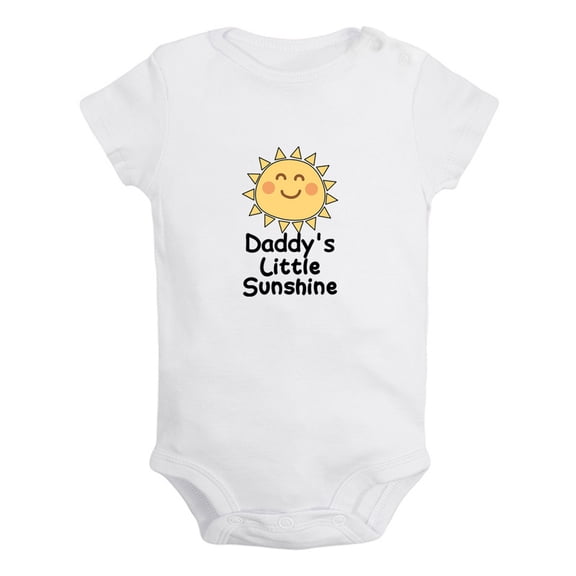 Daddy's Little Sunshine Funny Rompers For Babies, Newborn Baby Unisex Bodysuits, Infant Jumpsuits, Toddler 0-12 Months Kids One-Piece Oufits (White, 12-18 Months)