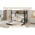 thumbnail image 5 of Twin Over Twin Bunk Bed with Trundle, Metal Bunk Bed Frame with Built-In Ladder & Full Length Guardrail, Can be Convertible 3 Beds for Teens Adults, No Box Spring Needed, Black, 5 of 11