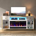 thumbnail image 3 of Bestier Fireplace TV Stand for TVs Up to 80 Inches with 36-Inch Electric Fireplace, White Marble, 3 of 11
